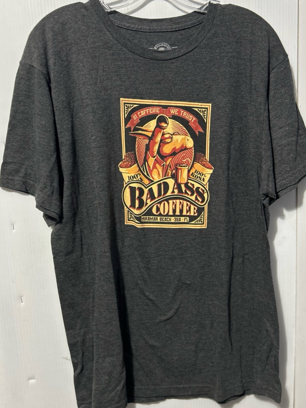Badass Coffee Graphic Tee - Charcoal Crew Neck